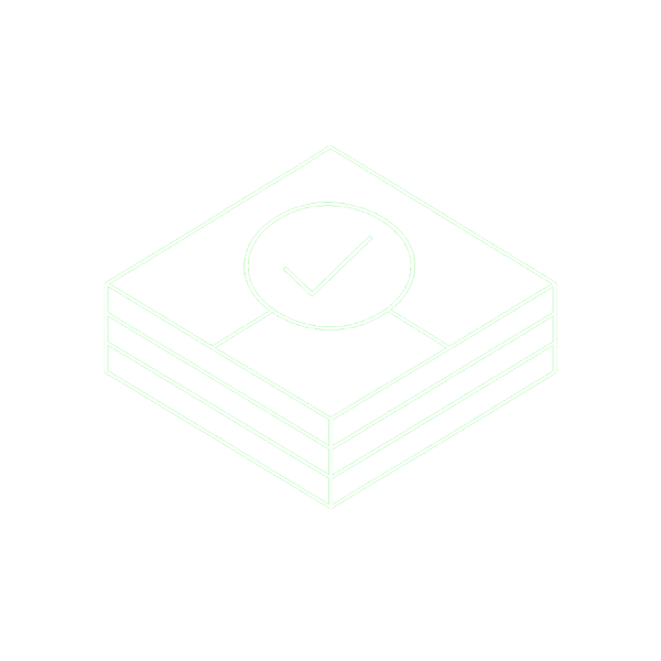 Isometric layered slab with a check seal etched on the top face